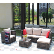 4-Piece Rattan Patio Furniture Set - Brown Wicker