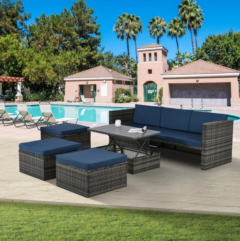 5-Piece Plywood Wicker Patio Furniture Set