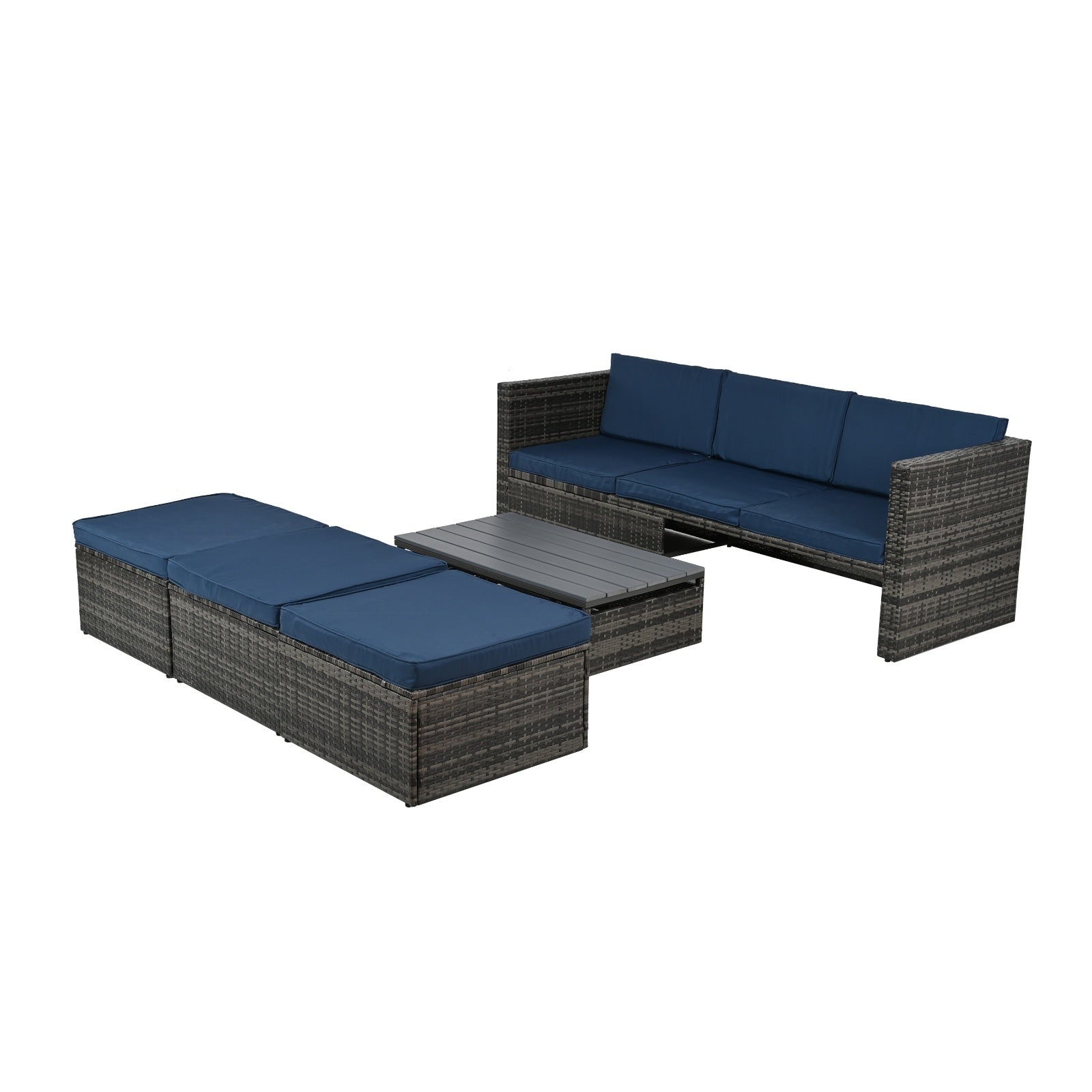 5-Piece Plywood Wicker Patio Furniture Set