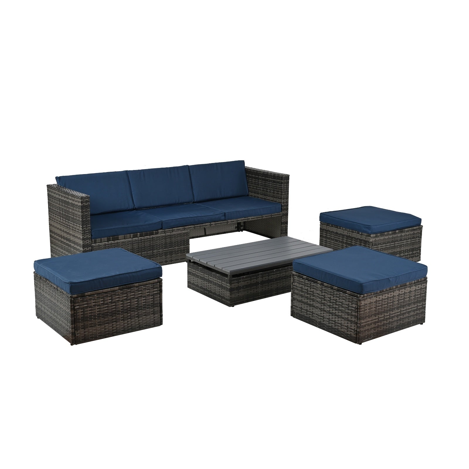 5-Piece Plywood Wicker Patio Furniture Set