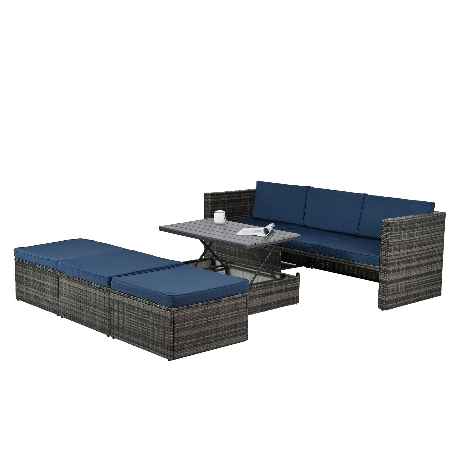 5-Piece Plywood Wicker Patio Furniture Set