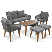 K&K 6-Piece Rope Patio Set - Cool Bar Table