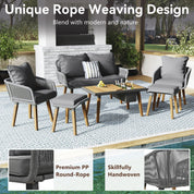 K&K 6-Piece Rope Patio Set - Cool Bar Table