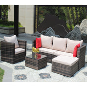 4-Piece Rattan Patio Furniture Set - Brown Wicker