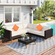 L-Shape Wicker Patio Sofa Set - 4-Piece Outdoor