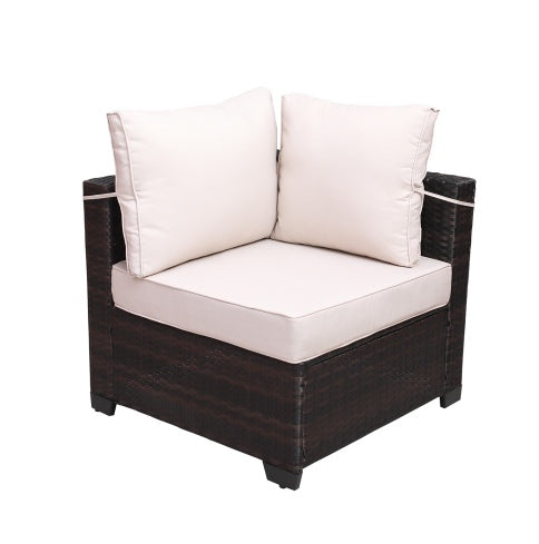 7-Piece PE Rattan Wicker Sofa Set - Patio Lounge