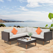 L-Shape Wicker Patio Sofa Set - 4-Piece Outdoor