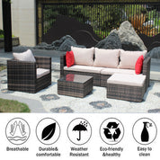 4-Piece Rattan Patio Furniture Set - Brown Wicker