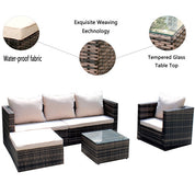 4-Piece Rattan Patio Furniture Set - Brown Wicker