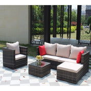 4-Piece Rattan Patio Furniture Set - Brown Wicker